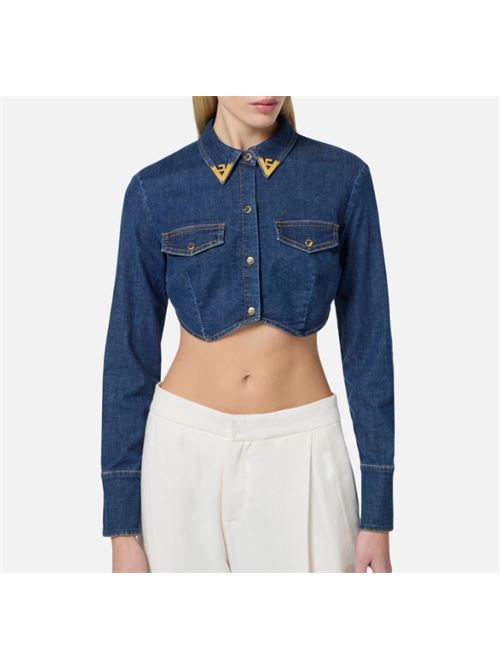 CROPPED SHIRT WITH LOGO DETAILS ELISABETTA FRANCHI | CJ34D51E2104 blue denim